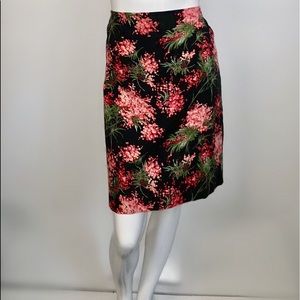 Talbots Black Floral Pencil Skirt